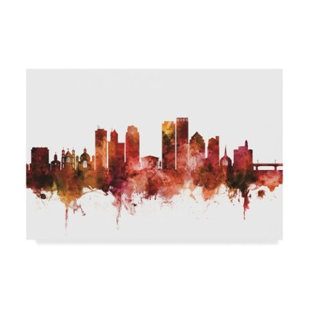 Michael Tompsett 'Dayton Ohio Skyline Red' Canvas Art,22x32